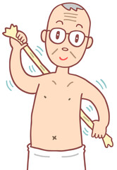 Fototapeta premium 健康のイラスト - 乾布摩擦・免疫力向上・血行促進