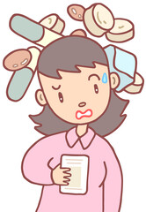 医療のイラスト - 多剤服薬・薬の飲み過ぎ・多剤大量処方