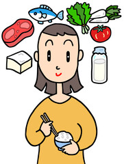 健康のイラスト - 栄養バランス・健康的食生活・有機野菜・自然食