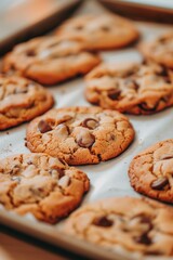  freshly baked cookies on a tray. Style: homey and comforting