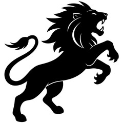One Lion Black Wild Animal Vector Illustration