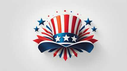 American Independence Day logo icon on white background, Generative AI