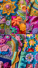 Fototapeta premium A Colossal Display of Expert Skill: Diverse and Enthralling Collection of Intricate Crochet Patterns