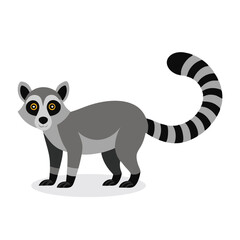 Lemur Animal isolated flat vector illustration on white background