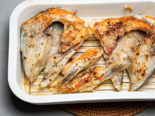 Grilled salmon on the oven grill	