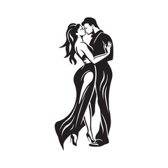 Tango couple dancing silhouette vector Stock Vector on white background
