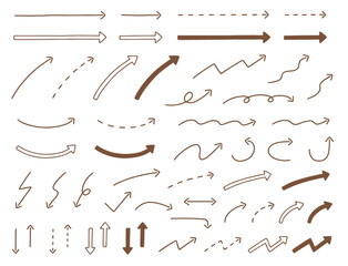 シンプルでかわいい手描き矢印アイコンセット