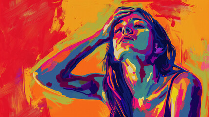 Fototapeta premium Worrying, anxiety, sad, depression, damsel in distress, thinking, concern, scare, uneasy, uncomfortable, suspicious, suspect, worry