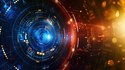 Fototapeta premium Abstract technology background. Futuristic user interface. Modern geometric future science. Binary code structure. Cyber network connection. Secure system. Virtual dashboard. Business communication.