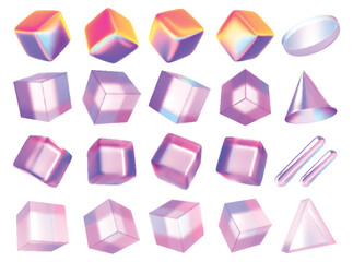 Vector abstract glass cube set.