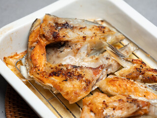 Grilled salmon on the oven grill