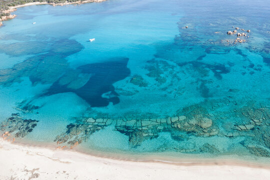 aerial view of liscia rujia beach Porto Cervo Costa Esmeralda Sardinia