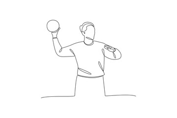 One continuous line drawing of people playing handball at the sports center. Sports minimalist concept. Single line draw design vector illustration