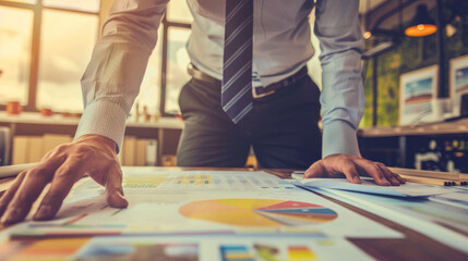 Obraz premium Business people working together in office. Concept teamwork, corporate strategy, and communication. Professional project, brainstorming modern workplace.