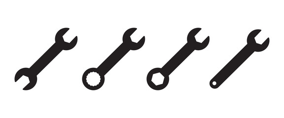 Wrench icon set. repair icon vector. tools icon vector,  Spanner symbol, Mechanic spanner sign set. Professional mechanical maintain tool sign for UI designs.
