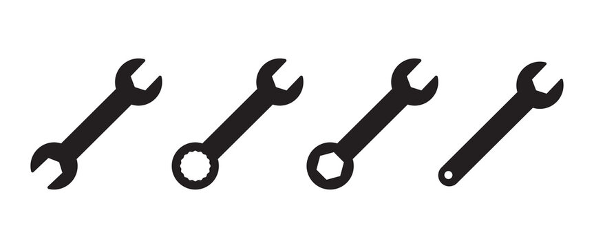 Wrench icon set. repair icon vector. tools icon vector,  Spanner symbol, Mechanic spanner sign set. Professional mechanical maintain tool sign for UI designs.