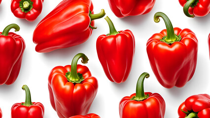 seamless red paprika isolated on the white background