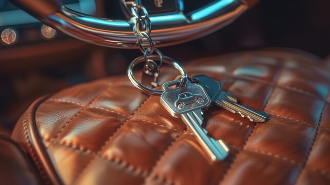 The car keys on leather - Powered by Adobe