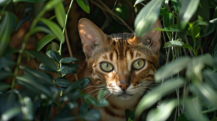 Bengal cat in the jungle