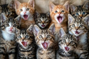 Another detailed image of kittens with various expressions