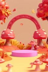 3d render pink tone podium background for product display and sales