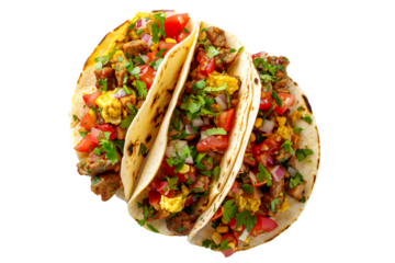 Delicious Mexican Breakfast tacos filled with fresh ingredients like meat, onions, and cilantro