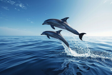 Obraz premium Delfine springen aus dem Wasser