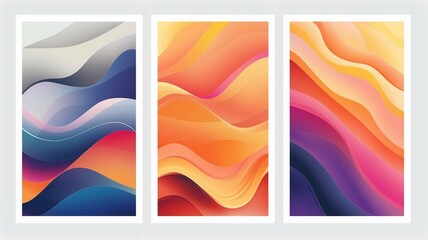 Beautiful abstract wave background poster decoration set frame