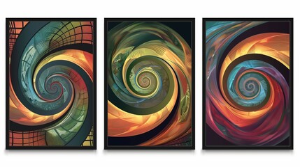 Abstract spiral background poster decoration set frame