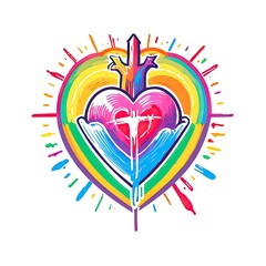 Floral summer design with colorful hearts (winged and shielded), butterflies, and leaves