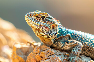 Obraz premium Close-up of a varan on a rock