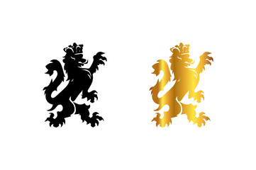 lion logo heraldic style (black, gold) - artwork 1