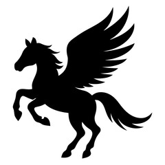 A horse with wings silhouette vector illustration