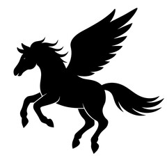 A horse with wings silhouette vector illustration
