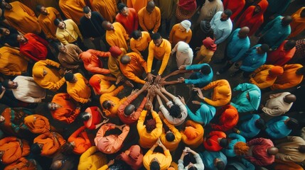 People of all colors holding hands in a circle. AIG535