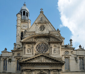 Exterior facade of the Church of Saint-Étienne-du-Mont in the Latin Quarter in the 5th...