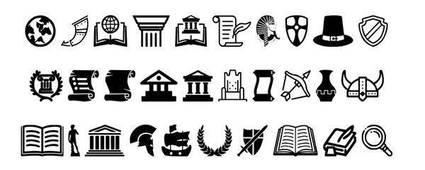 Historical icon set PNG Transparent