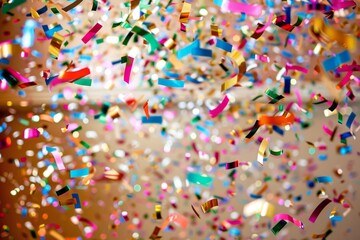 Colorful confetti explosion at festive celebration