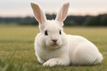 white rabbit on green grass