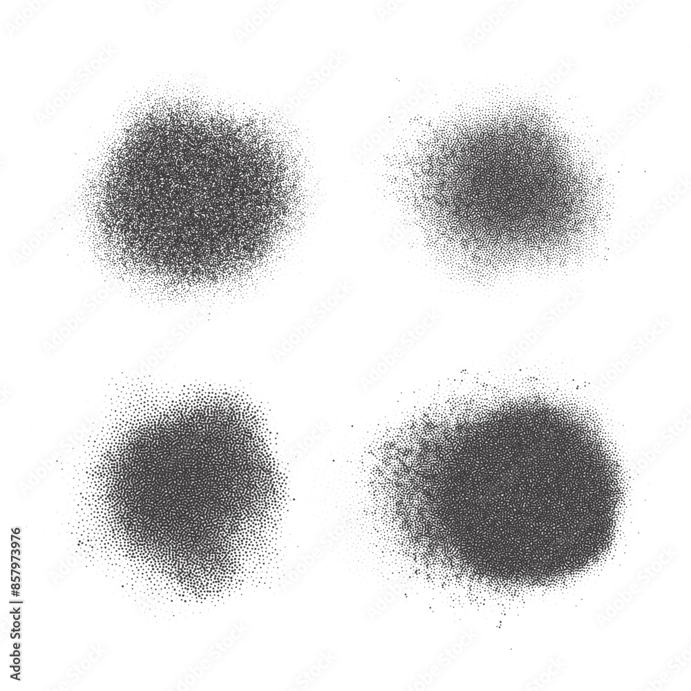 Poster halftone dotted circle shape. vector stipple blob. noisy abstract design element with grainy shadow 