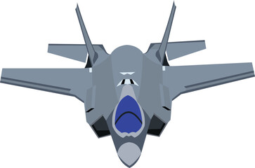 vector image. navy f-35 jet fighter plane in the air seen from the front
