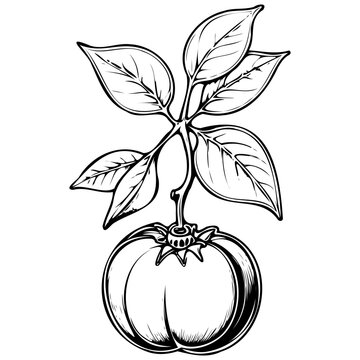 Texas Persimmon hand drawn fruit illustration, transparent background
