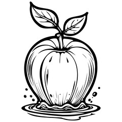 Water Apple engrave hand drawn fruit illustration, transparent background