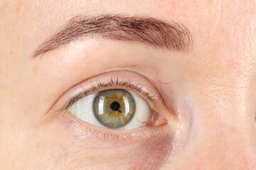 Obraz premium Macro photo of woman with beautiful green eyes