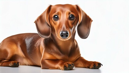 Red Dachshund on white background