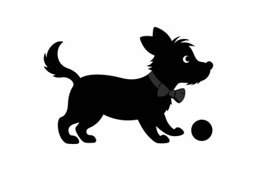 dog playing with a ball silhouette vector, isolated black silhouette of a dog collection
