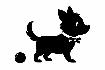 dog playing with a ball silhouette vector, isolated black silhouette of a dog collection
