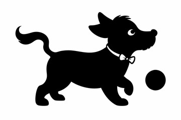dog playing with a ball silhouette vector, isolated black silhouette of a dog collection
