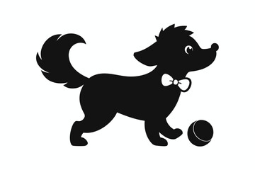 dog playing with a ball silhouette vector, isolated black silhouette of a dog collection
