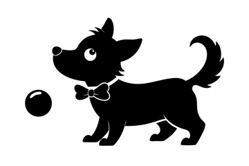 dog playing with a ball silhouette vector, isolated black silhouette of a dog collection
